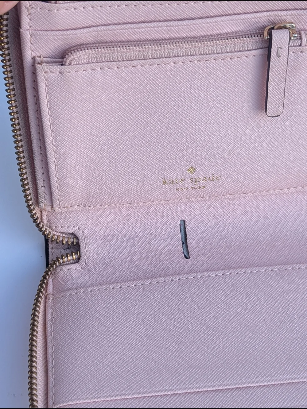 Kate Spade New York Blush Pink Saffiano Leather Zip Around Wallet Organizer